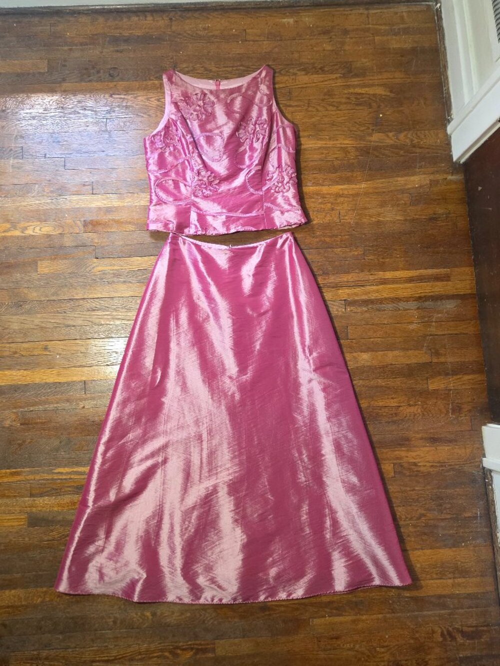 Jessica McClintock Bridal Vintage Y2K 2 Piece Sleeveless Pink Iridescent Skirt S